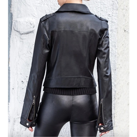 JAKETT NY | Josey Black Leather Cropped Moto Jacket, Size Small - Picture 2 of 8